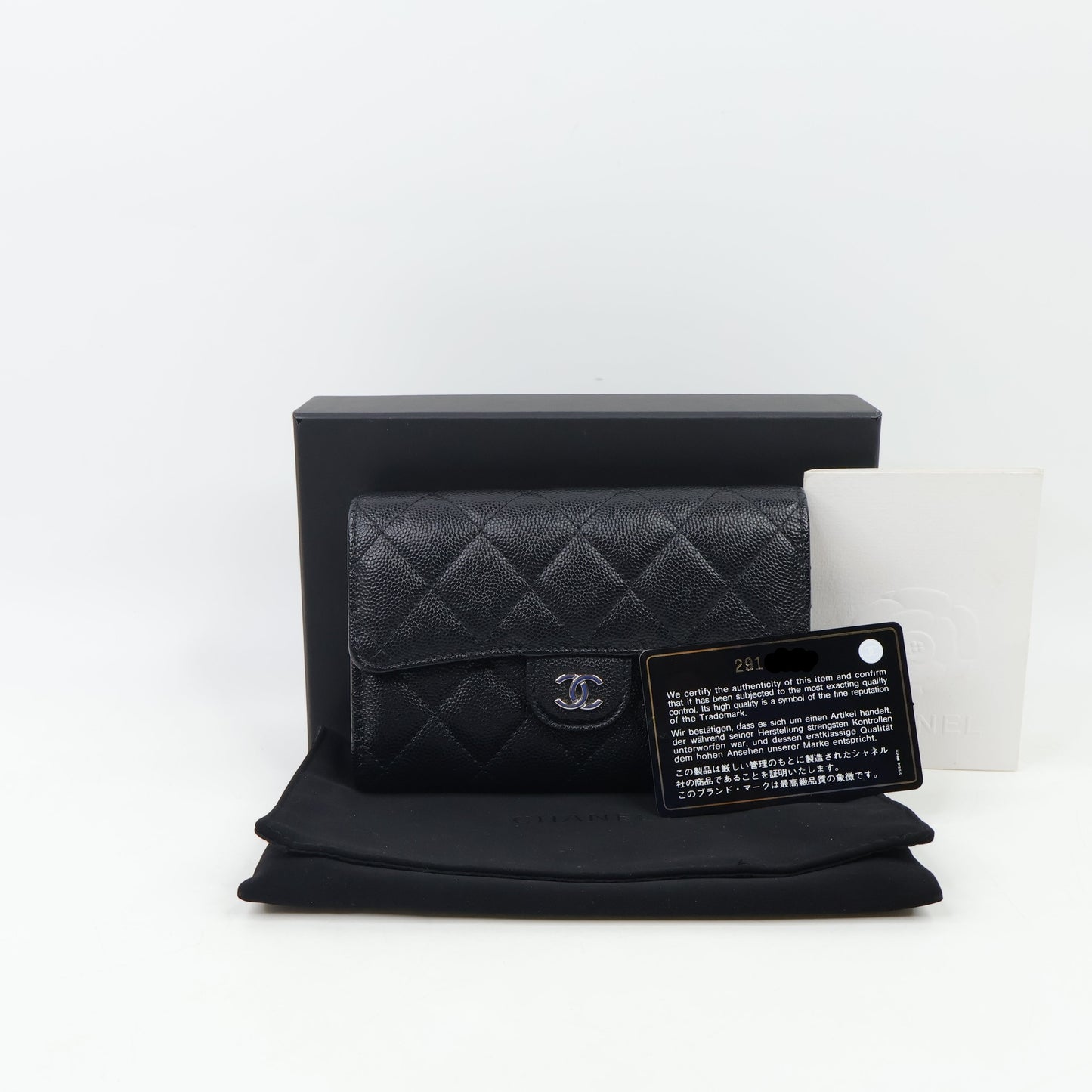 Chanel Flap Wallet Black Caviar SHW