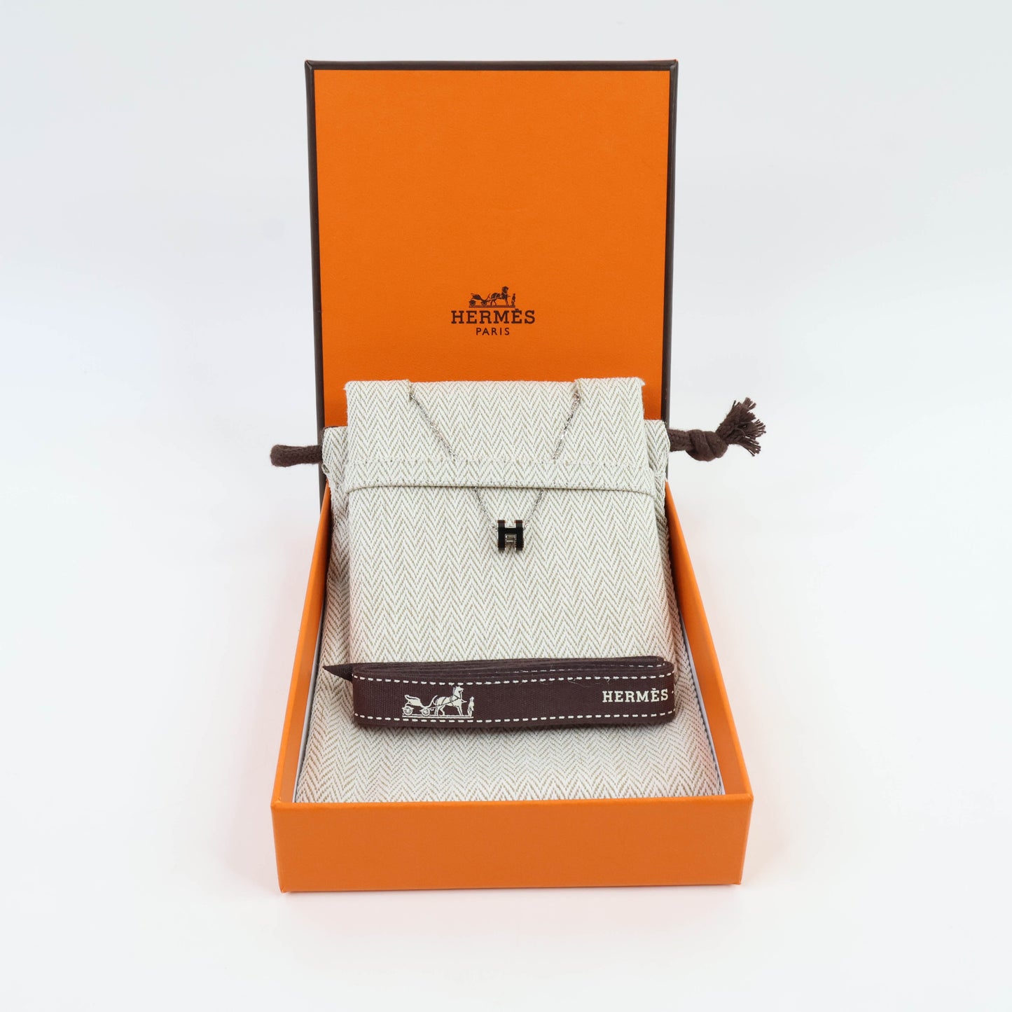 Hermes Mini Pop H Necklace Black PHW