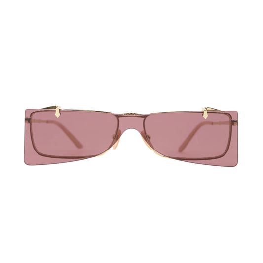 Gucci Sunglasses Pink Lens Open Frame Gold