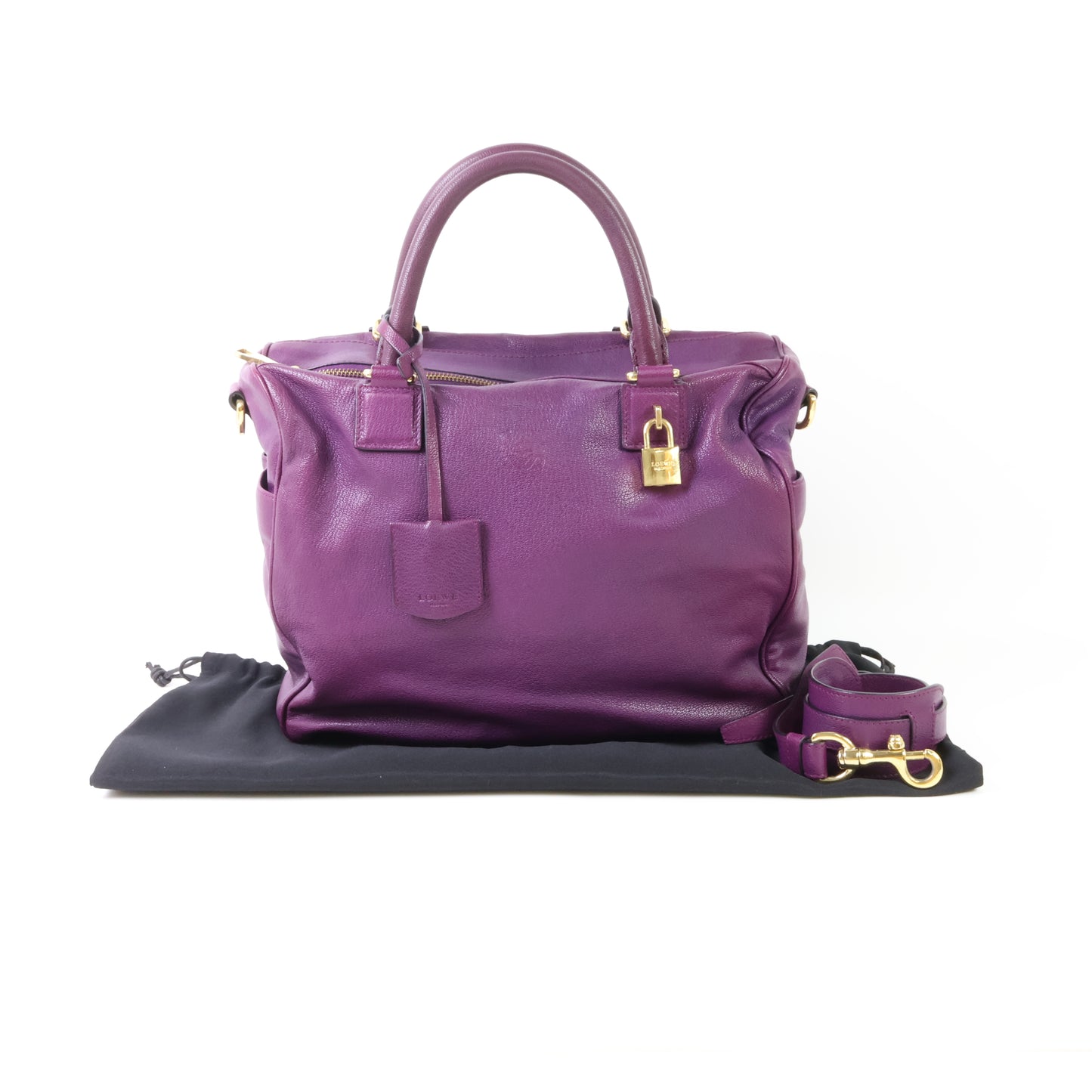 Loewe 2 way Shoulder Bag Purple Goatskin GHW