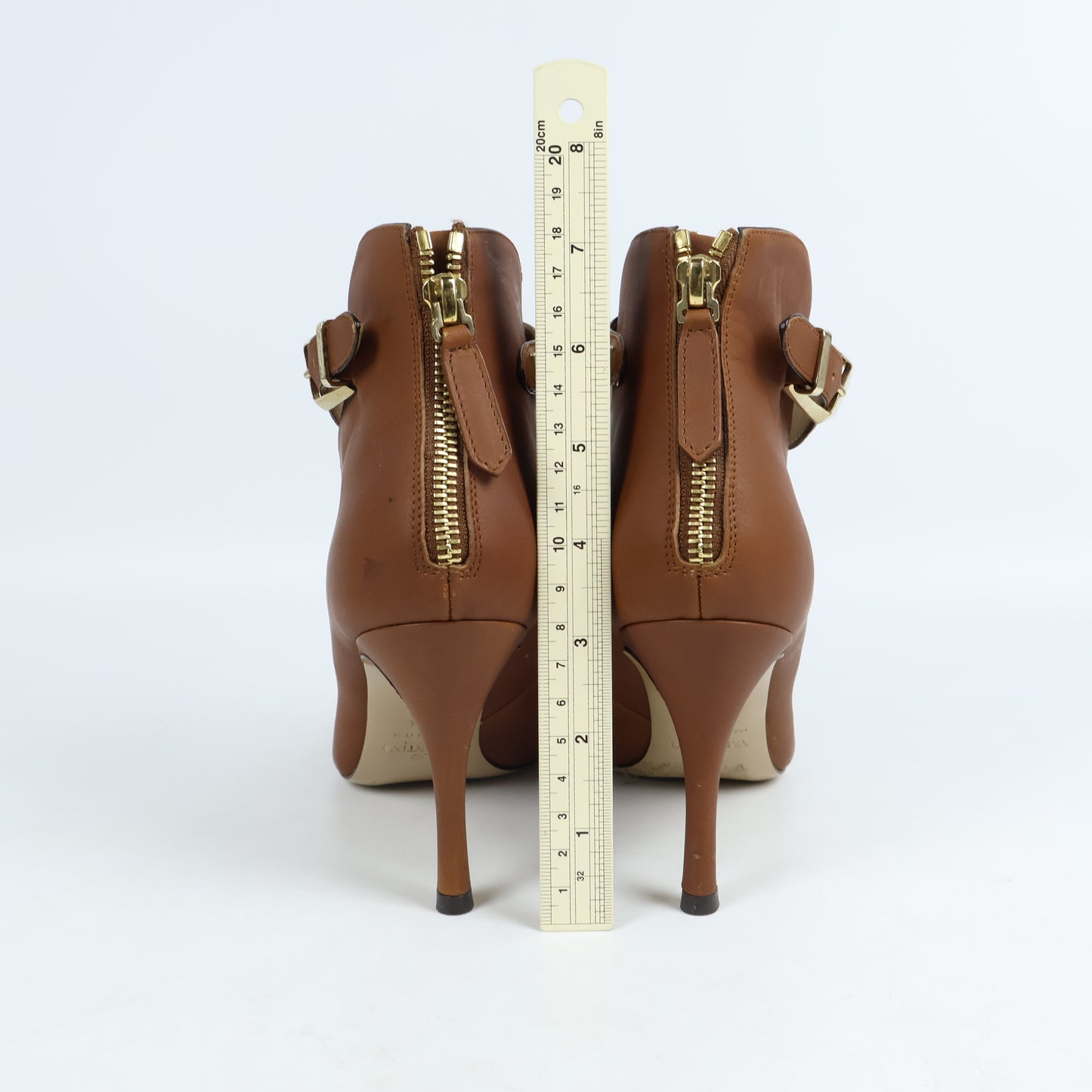 Valentino Heels Strap Rockstud Brown 36.5