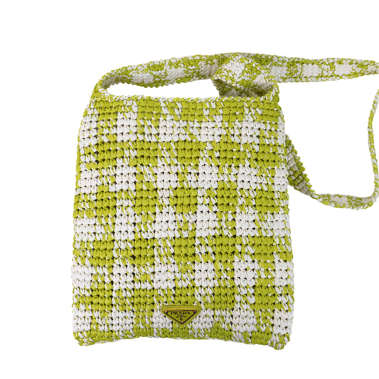 Prada Sacca Raffia Green White