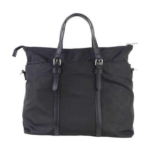 Gucci Tote Bag With Strap Nylon Black