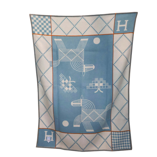 Hermes Avalon Animals Blanket Mats Blue 100x100