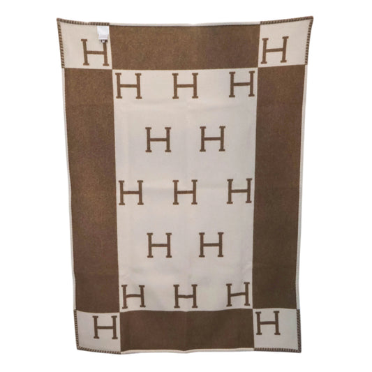 Hermes Avalon Baby Blanket White/Brown 95x135