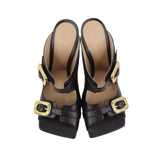 Bottega Veneta Mule Sandals Stretch Buckle Brown 38