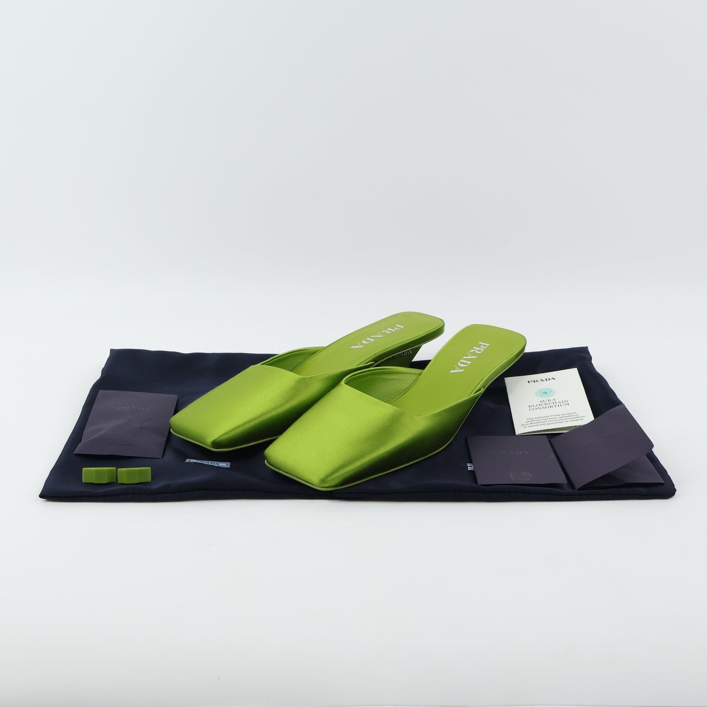 Prada Sabot Sandals Satin Green 37