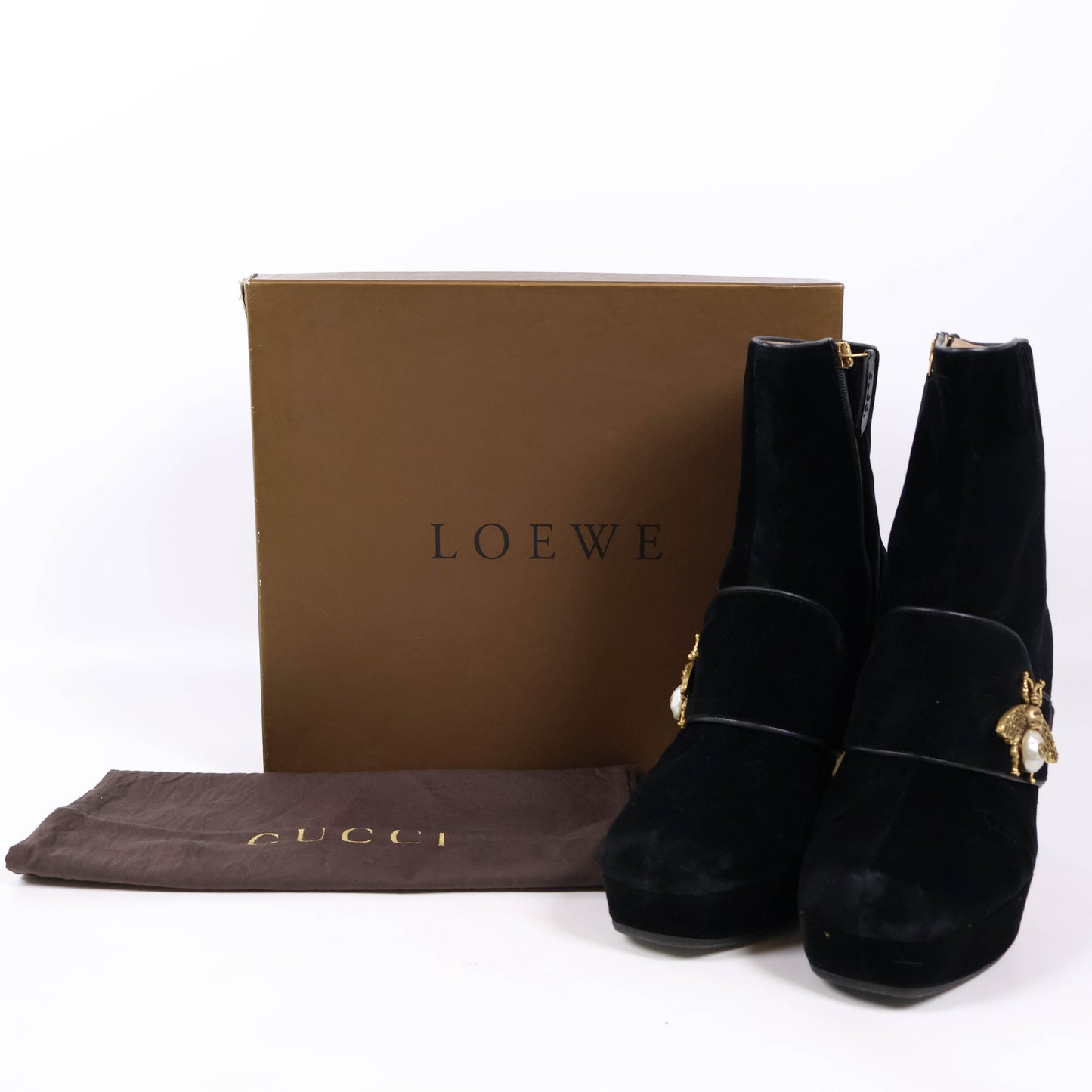 Gucci Boots Suede Black Glitter 38
