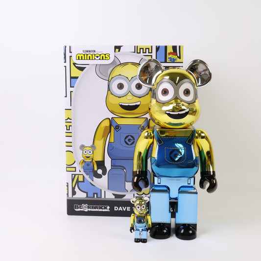 Bearbrick Minions Dave Chrome 400%+100%
