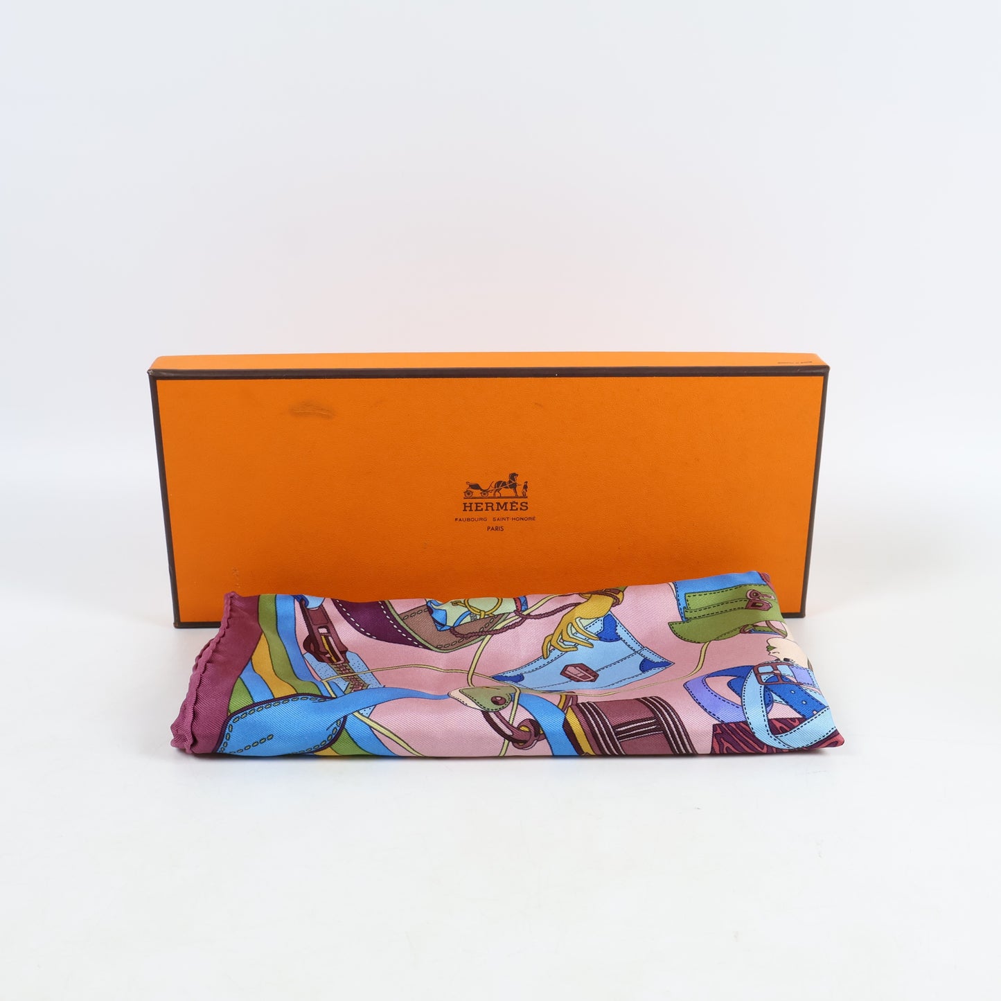 Hermes Prune Bleu Rose Madame Cuir Twill Gavroche