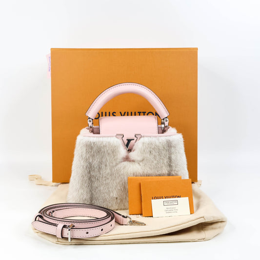 Louis Vuitton Capucine Mini Mink Fur Cherve Pink