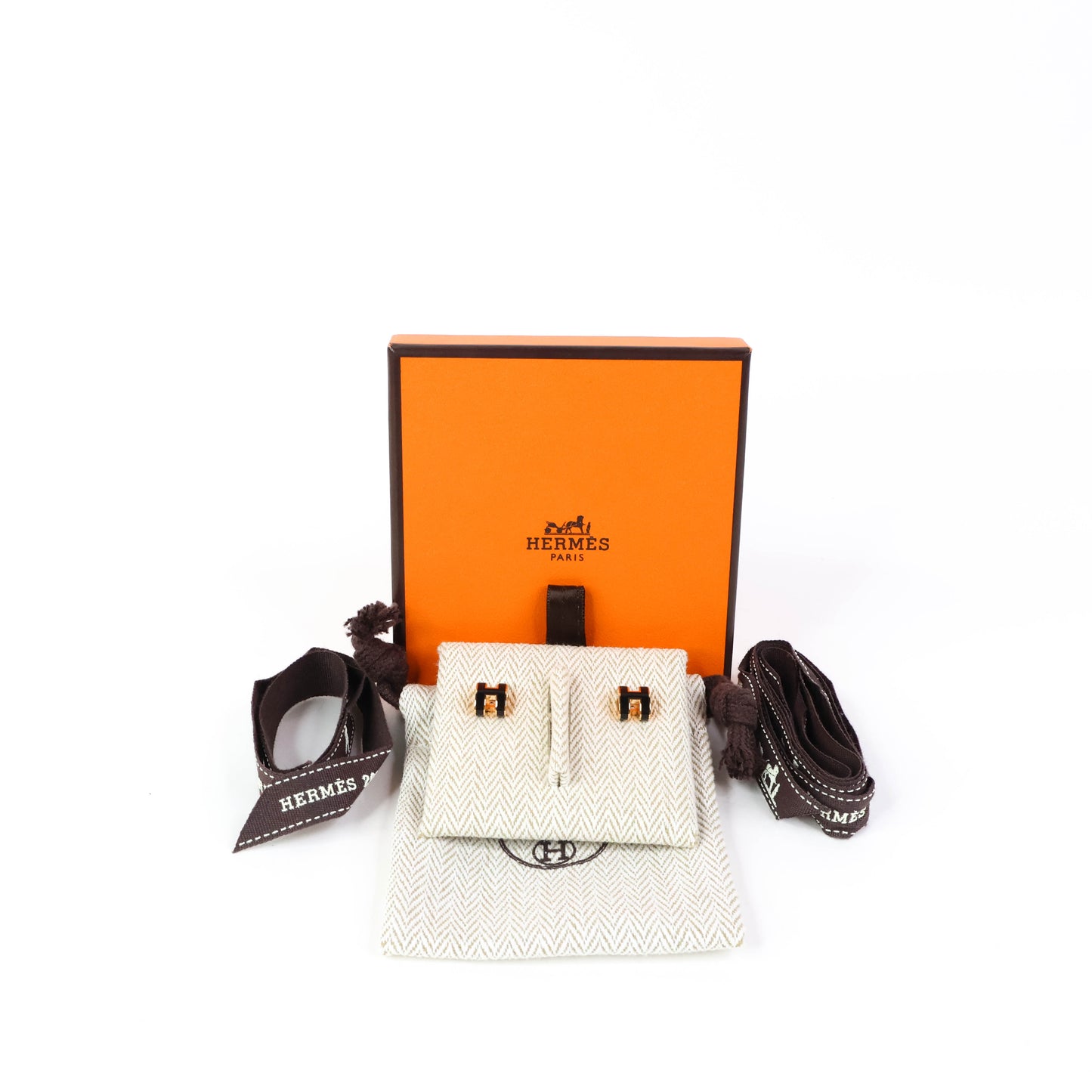 Hermes Mini Pop H Earrings Black RGHW