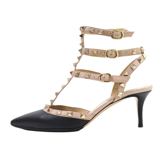Valentino Heels Black Nude Rockstud 38