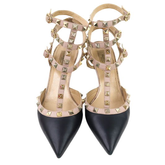 Valentino Heels Black Nude Rockstud 38