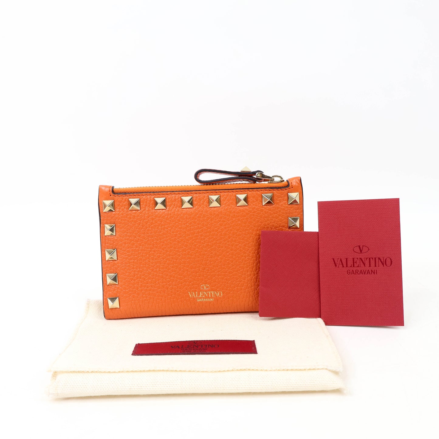 Valentino Short Wallet Rockstud Orange