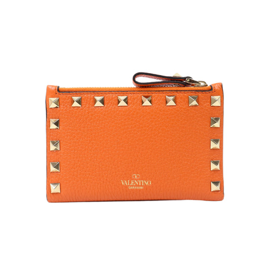 Valentino Short Wallet Rockstud Orange