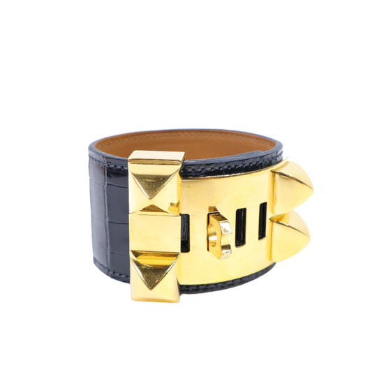 Hermes CDC Bracelet Alligator Black GHW