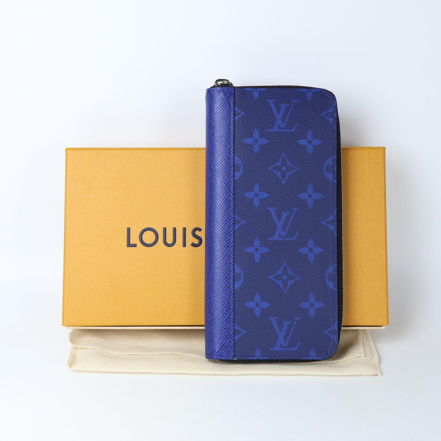 Louis Vuitton Vertical Long Wallet Taiga Monogram Blue