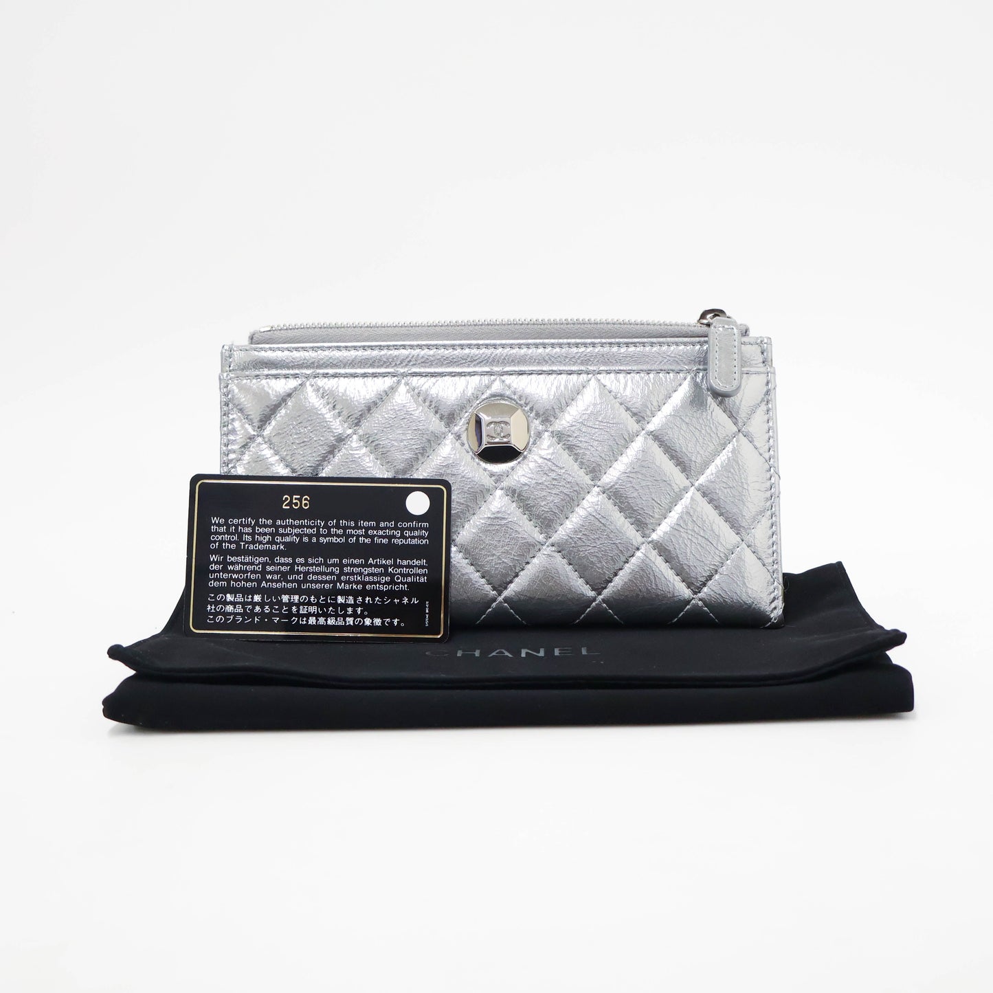 Chanel Zippy Long Wallet Metallic Silver SHW