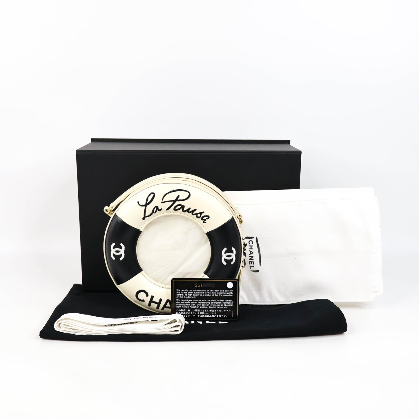 Chanel La Pausa Round Bag White/Black