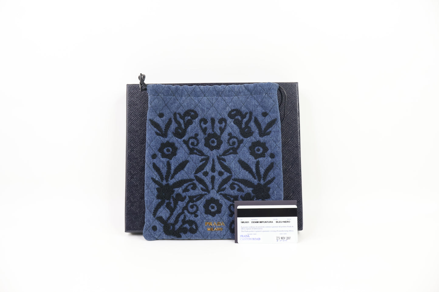 Prada Pouch Denim Impuntura Blue Black