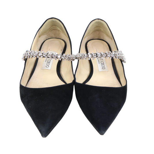 Jimmy Choo Flats Suede Black Crystal 38