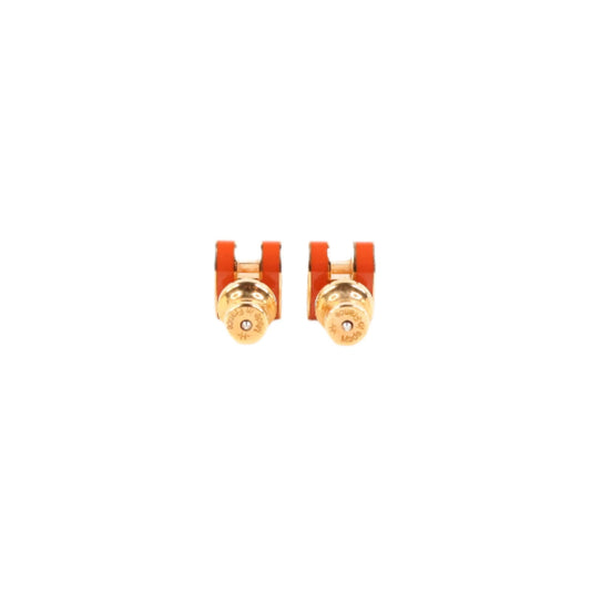 Hermes Mini Pop H Earrings Orange GHW