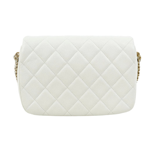 Chanel Flap Melody White Caviar GHW