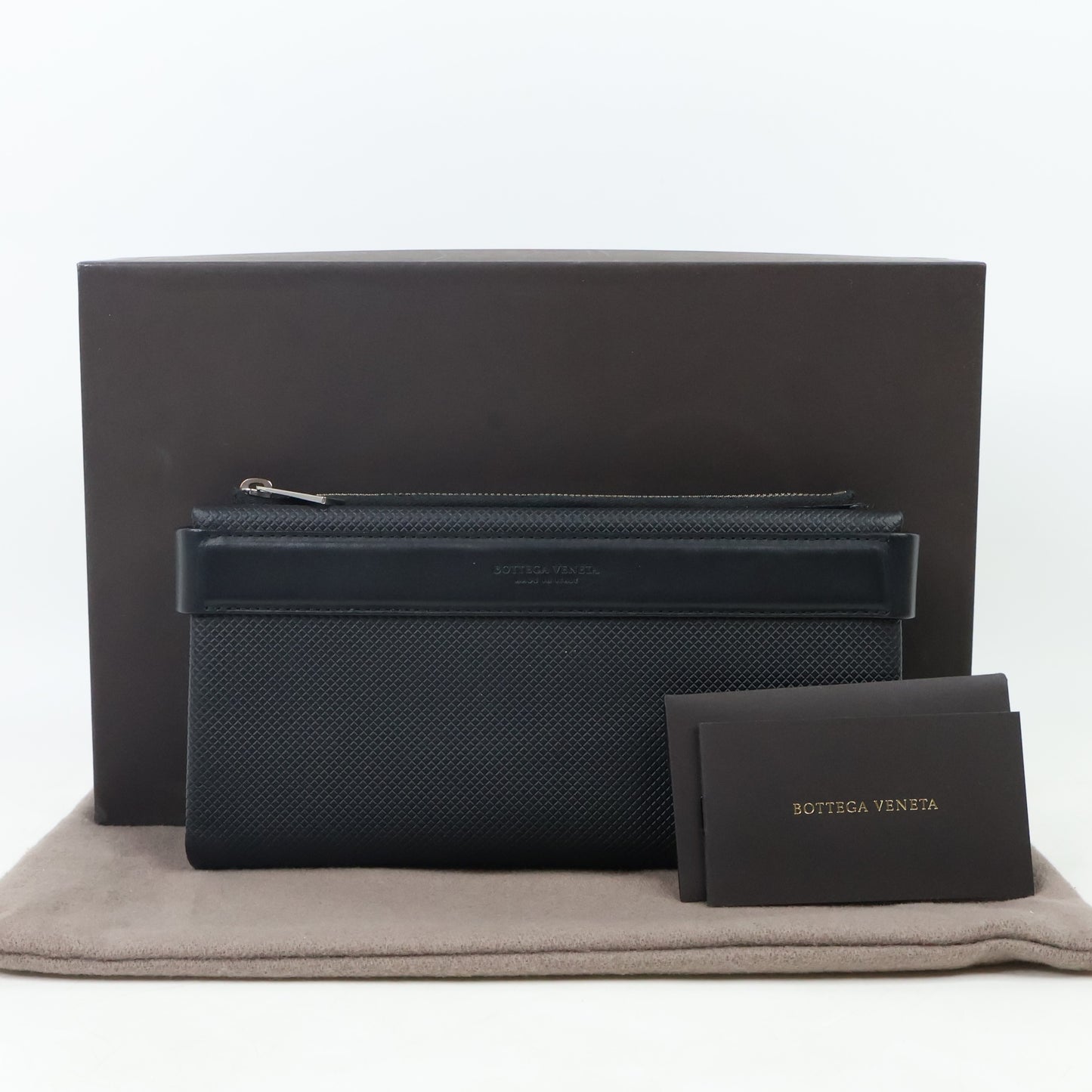 Bottega Veneta Long Wallet Tri-Fold Zip Black