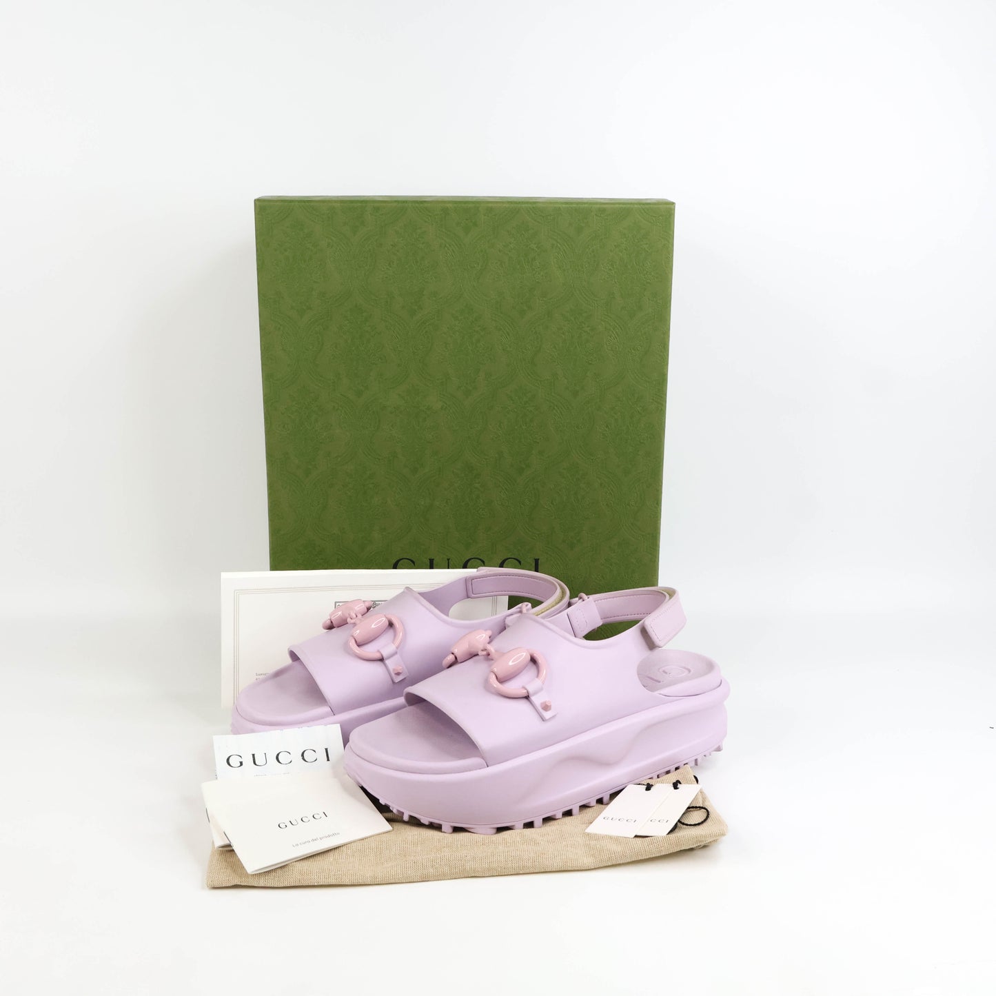 Gucci Sandals Rubber Sling Back Purple 38