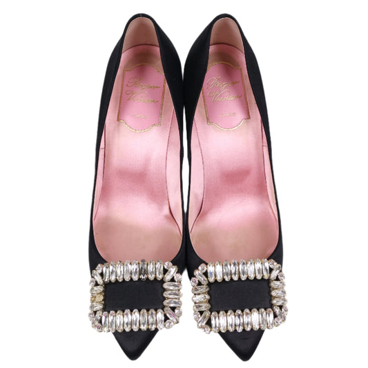Roger Vivier Pumps Satin Black Crystal 37