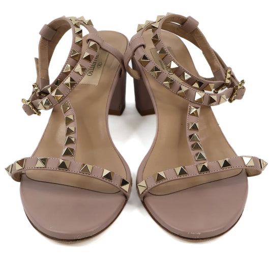 Valentino Sandals Ankle Strap Rockstud Nude 38.5