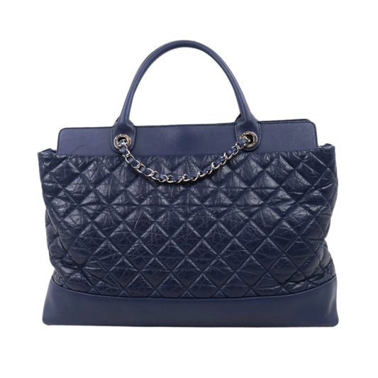 Chanel Tote Aged Quilted Blue SHW