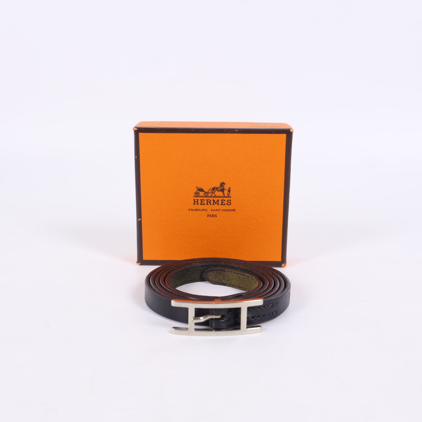 Hermes Hapi 3MM Triple Tour Wrap Bracelet Black