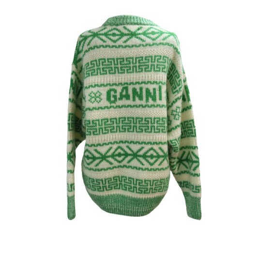 Ganni Sweater Green Cream