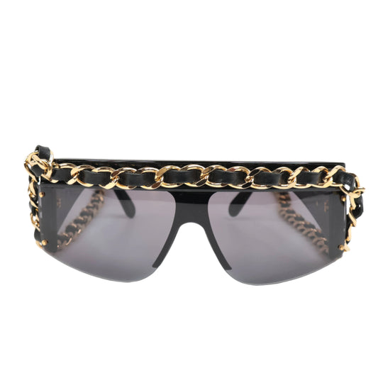 Chanel Vintage Sunglasses with Chain Black