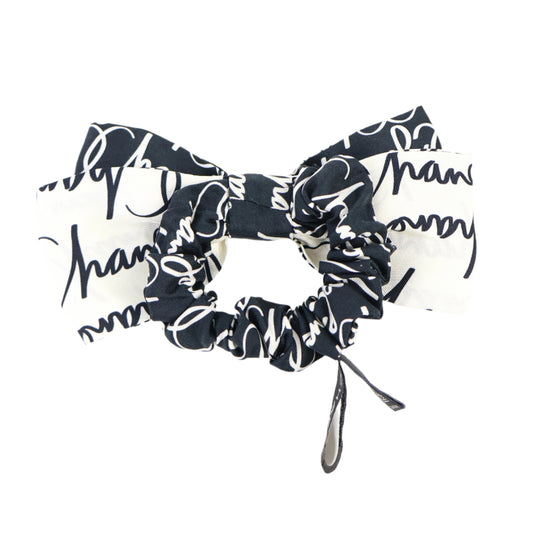 Chanel hair accessory scrunchy ribbon black/white