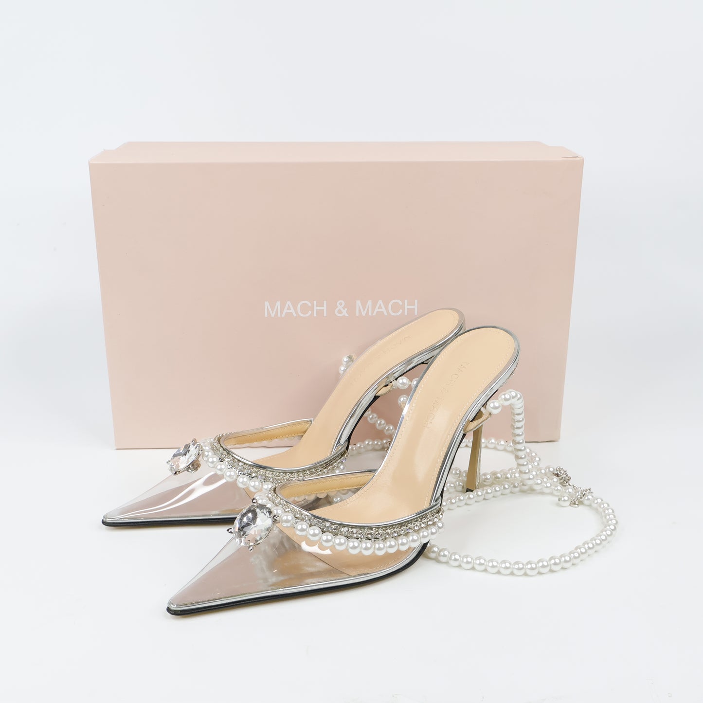 Mach & Mach Heels Clear Crystal Pearl 38