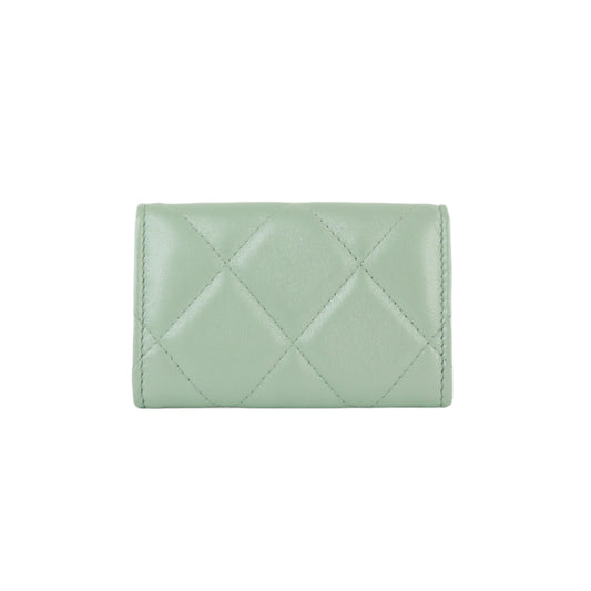 Chanel 19 Card Holder Green Lambskin
