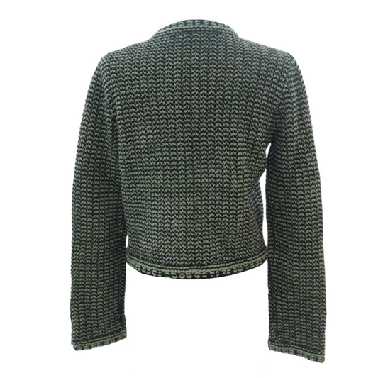 Chanel Jacket Tweed Green Black