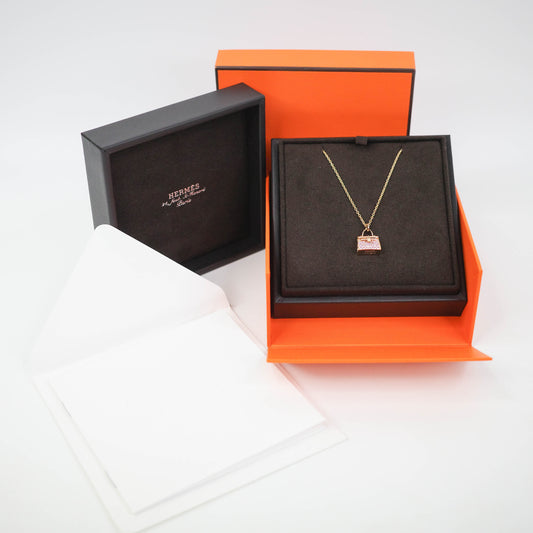 Hermes Necklace Kelly Pendant Diamond Rosegold