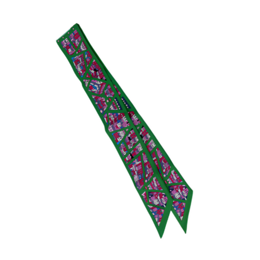 Hermes Single Twilly Purple City Green Trim