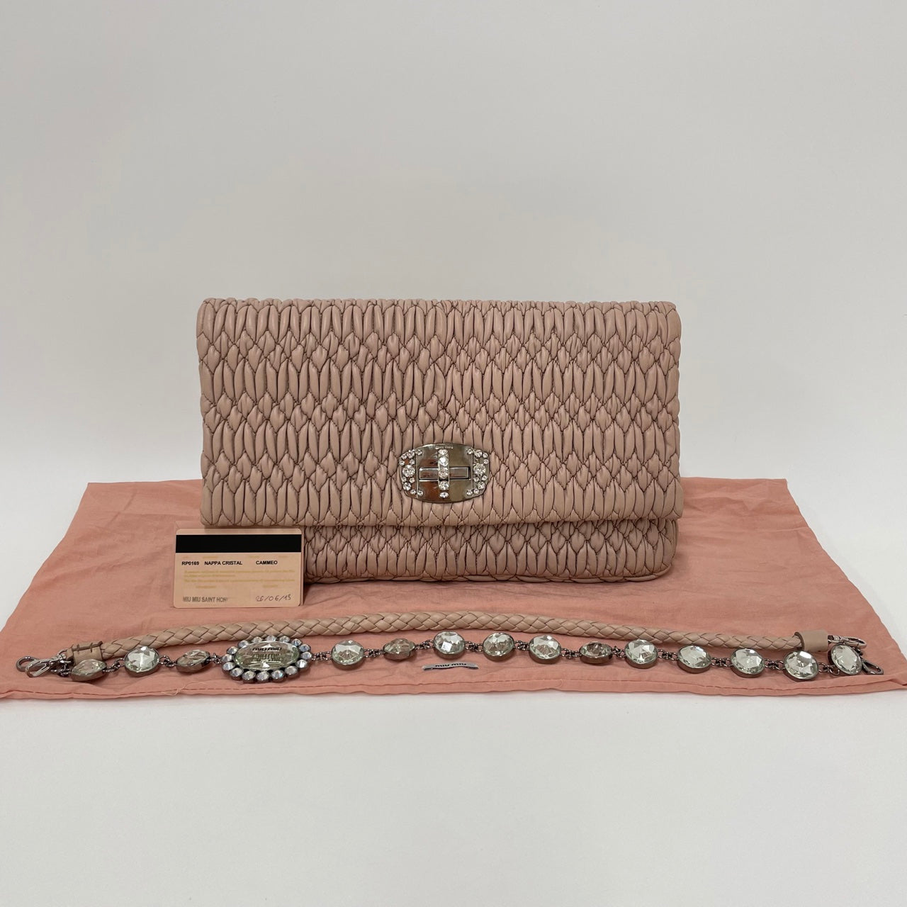 Miu Miu Shoulder Nappa Crystal Cammeo