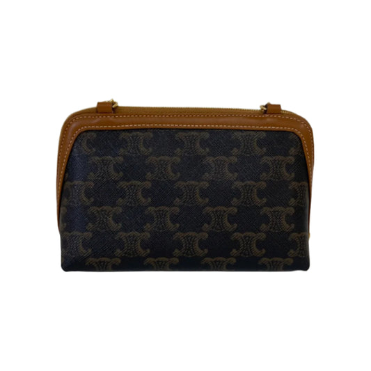 Celine Clutch on Chain Triomphe Black Tan