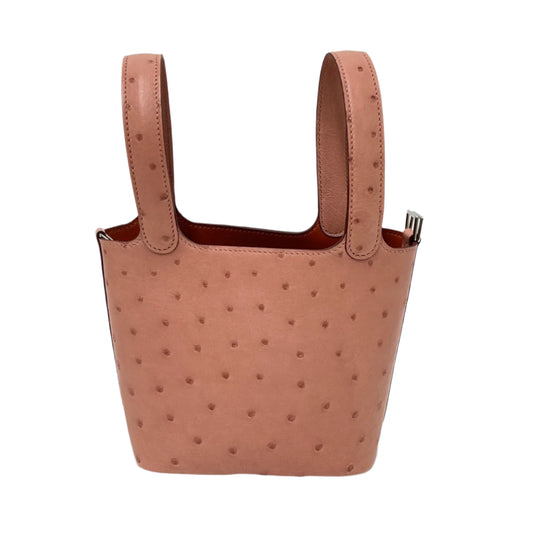 Hermes Picotin Micro Ostrich Terre Cuite Pink PHW