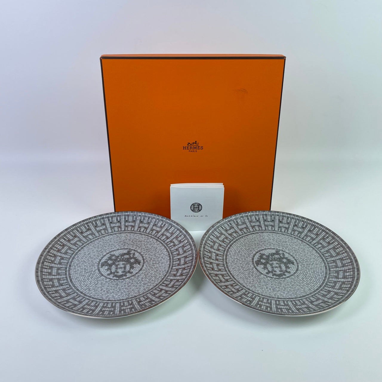 Hermes Dessert Plate Mosaique Platine