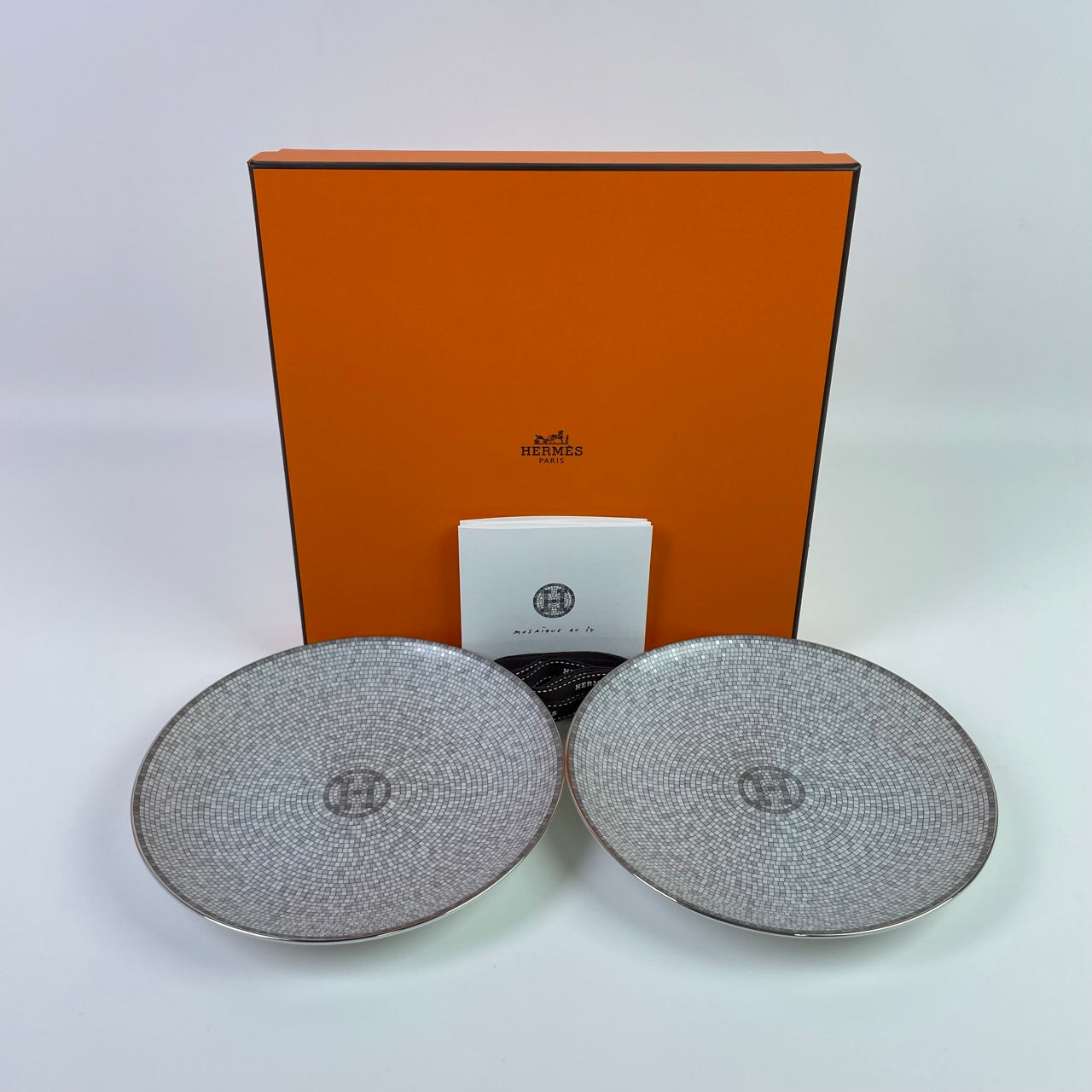 Hermes Assiette a Pain Mosaique AU 24 Platine