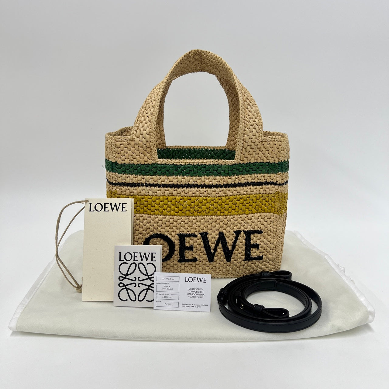 Loewe Tote Bag Raffia Small Natural/Green/Yellow