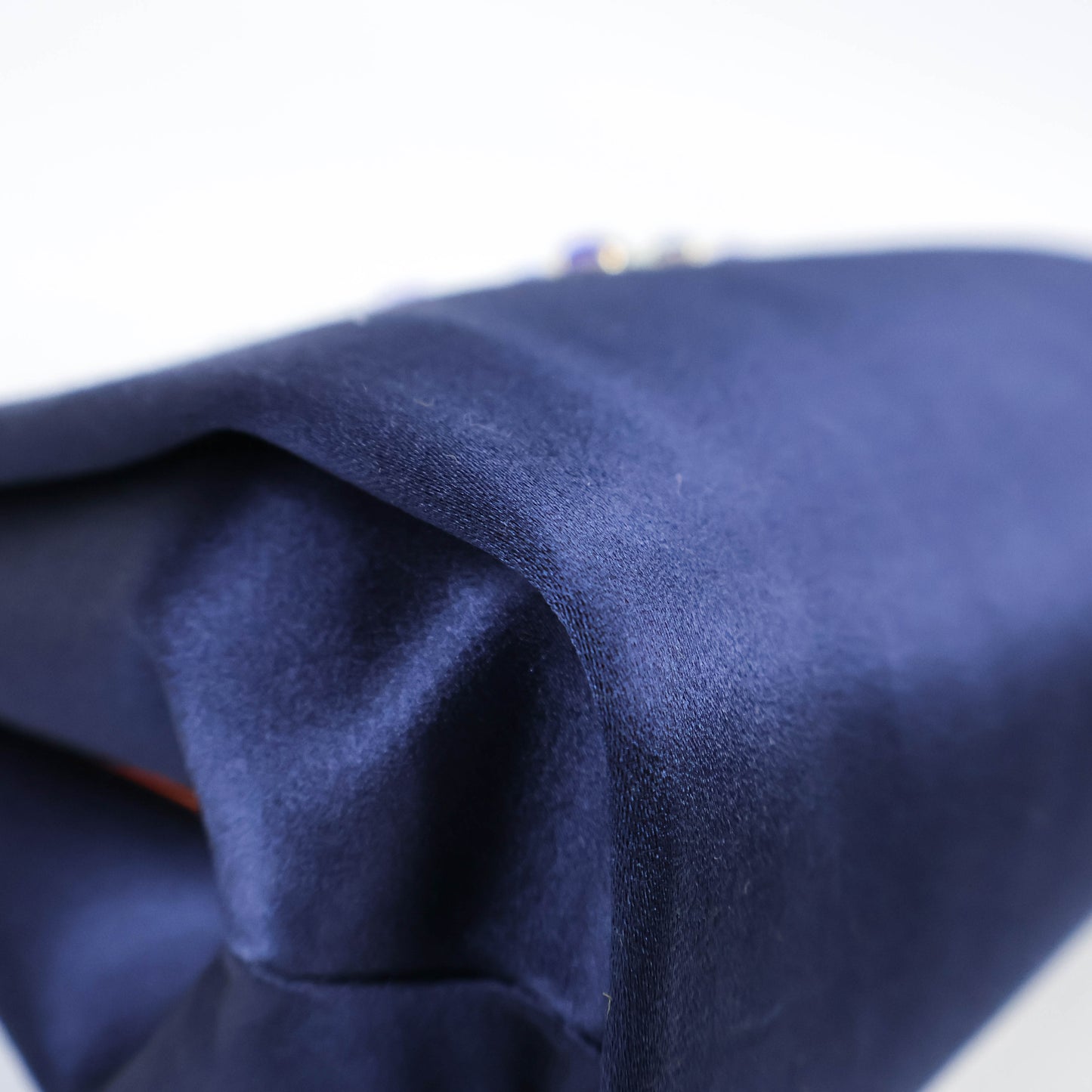 Roger Vivier Clutch Flower Crystal Satin Navy