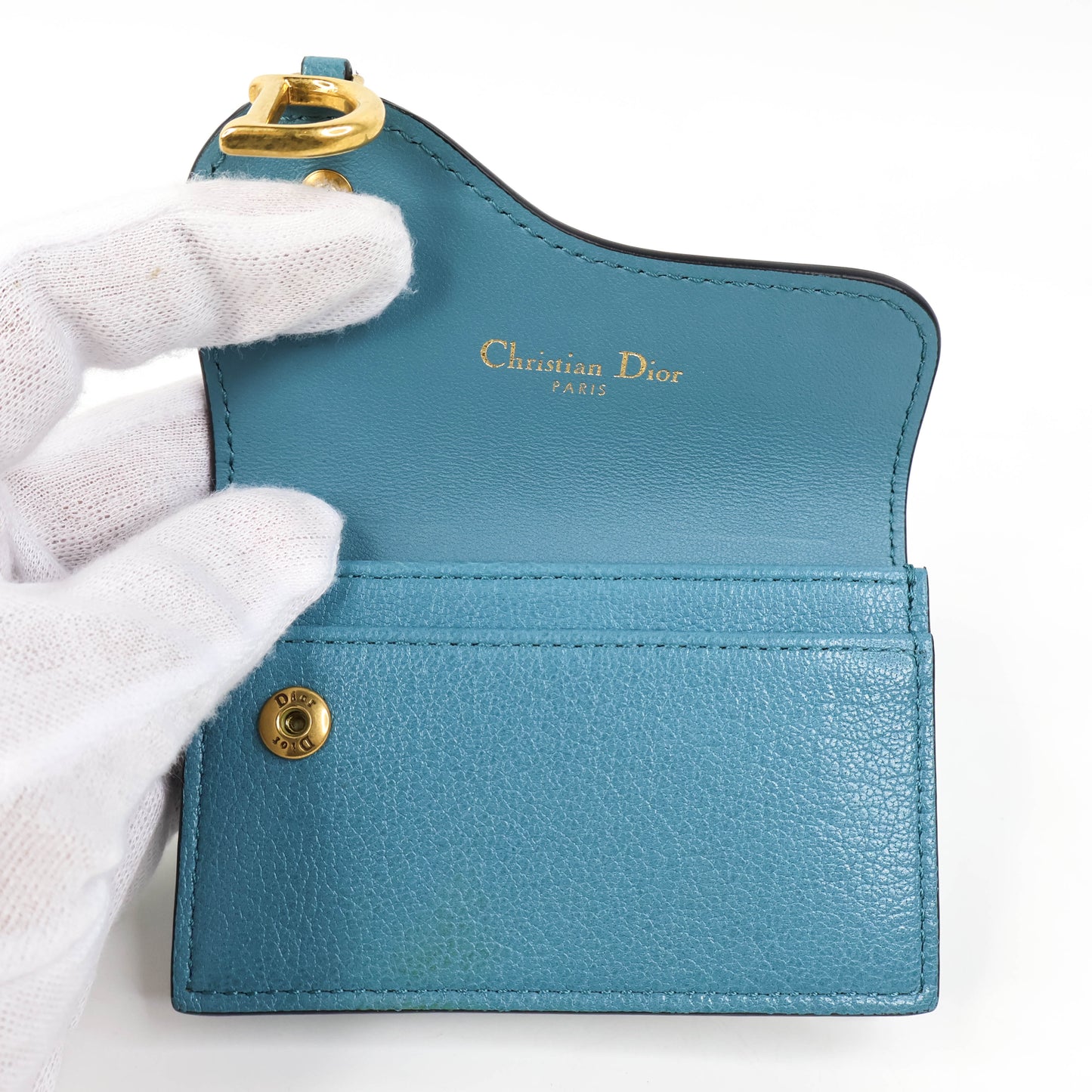 Christian Dior Saddle Card Holder Blue